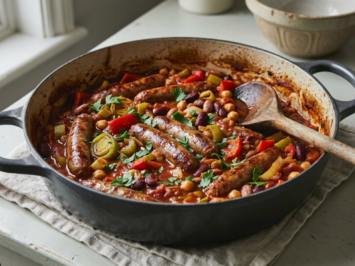 Illustration of Sausage and Bean Casserole