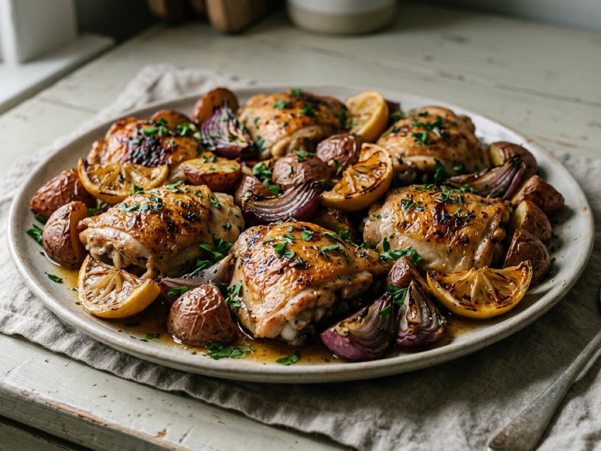 Illustration of Sheet Pan Chicken and Vegetables