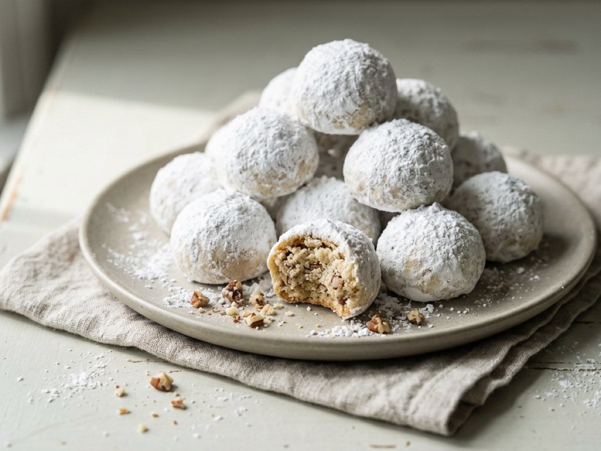 Illustration of Snowball Cookies (Mexican Wedding Cookies)