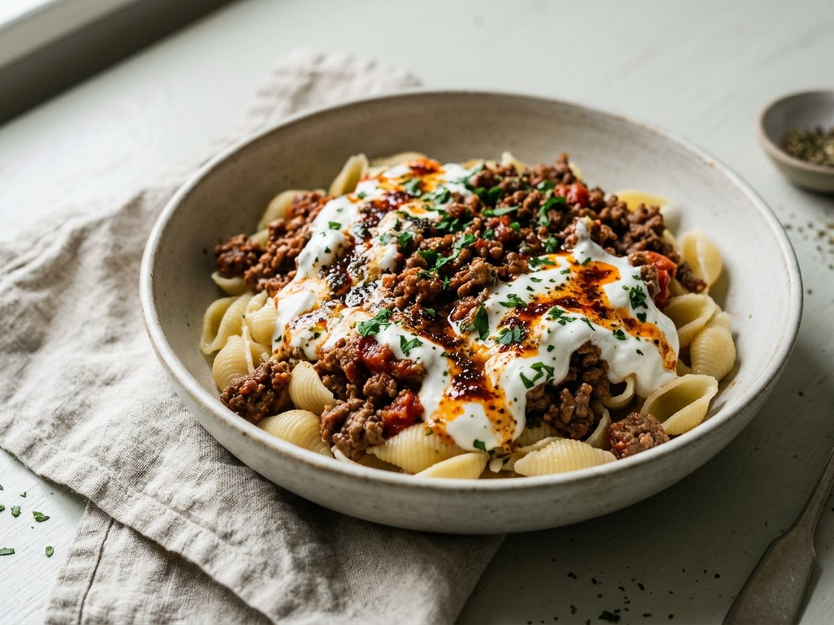 Illustration of Turkish Pasta (Cheat's Mantı)
